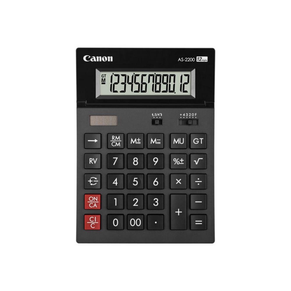 Calculatrice de bureau Canon AS-2200 solaire - 12 chiffres - Gris fonc