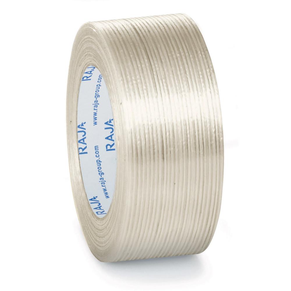 Ruban adh�sif RAJA arm� d'emballage en polypropyl�ne arm� fil � fil 110 microns 50 mm x 50 m - Transparent