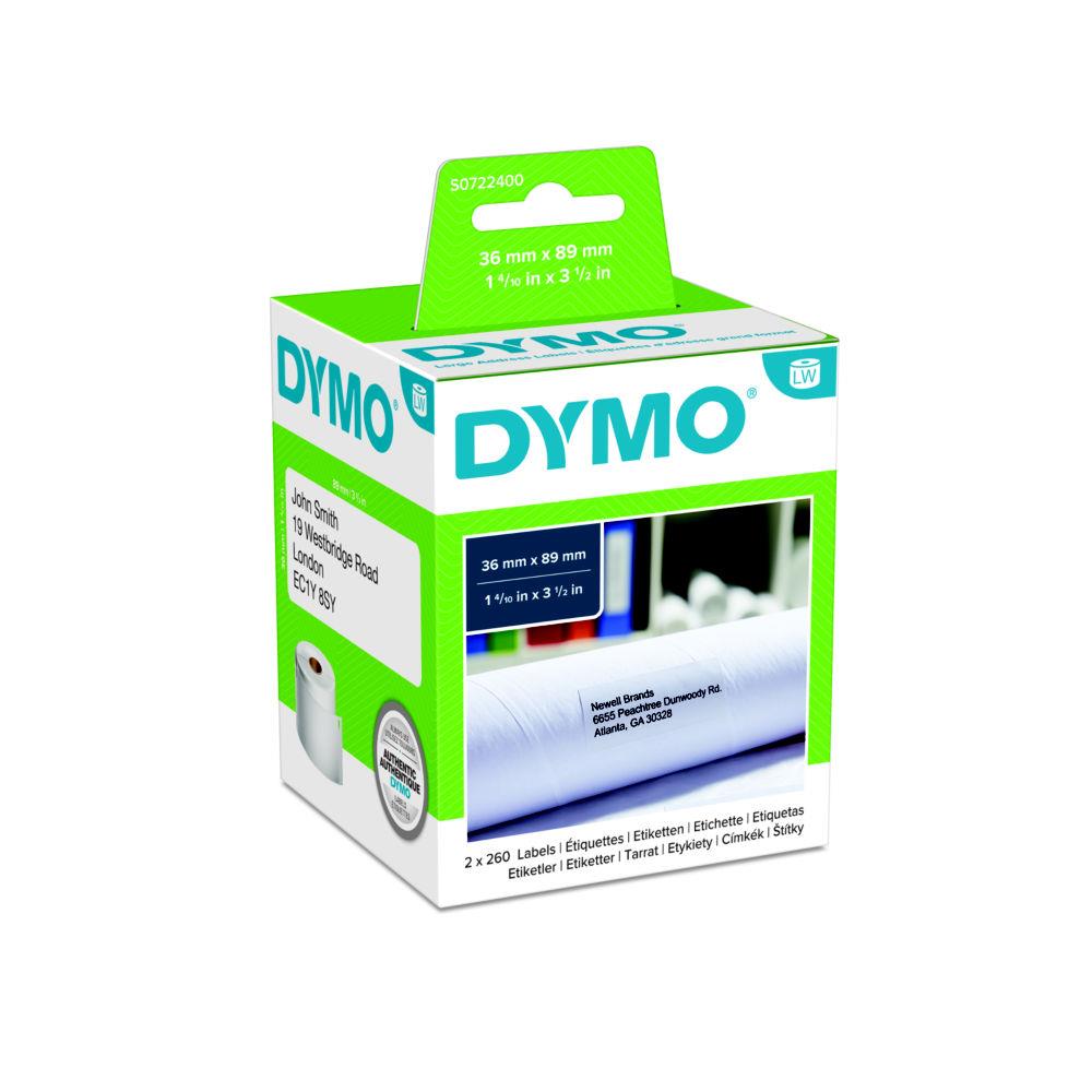 Etiquette adresse papier 36 x 89 mm Dymo S0722400 blanche - Bote de 2 rouleaux de 260