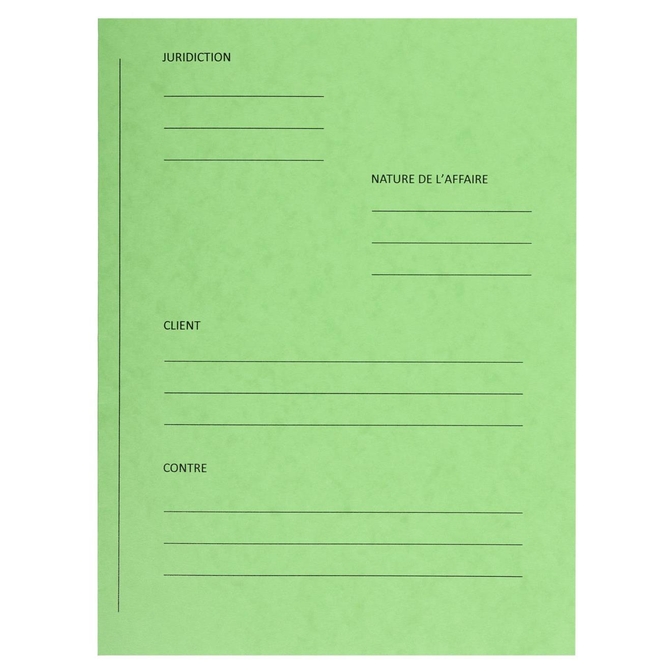 Dossiers de plaidoirie pr-imprims Exacompta Pour / Contre - carte 265 g - vert - paquet de 25