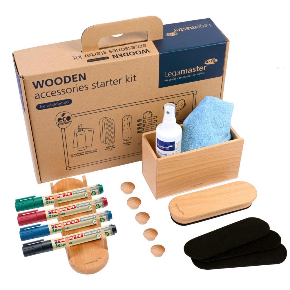 Kit de 17 accessoires en bois pour tableaux blancs Legamaster Wooden