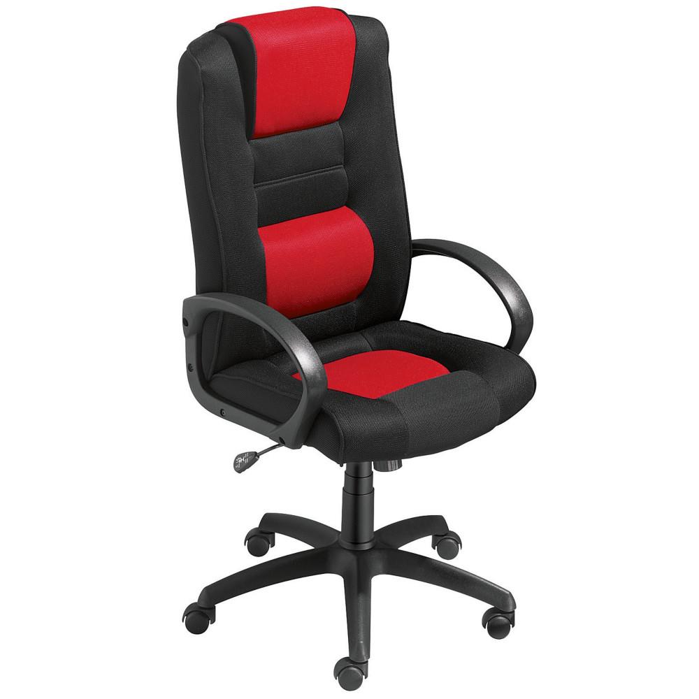 Fauteuil direction Cosy - tissu rembourr - hauteur dossier 74 cm - noir et rouge