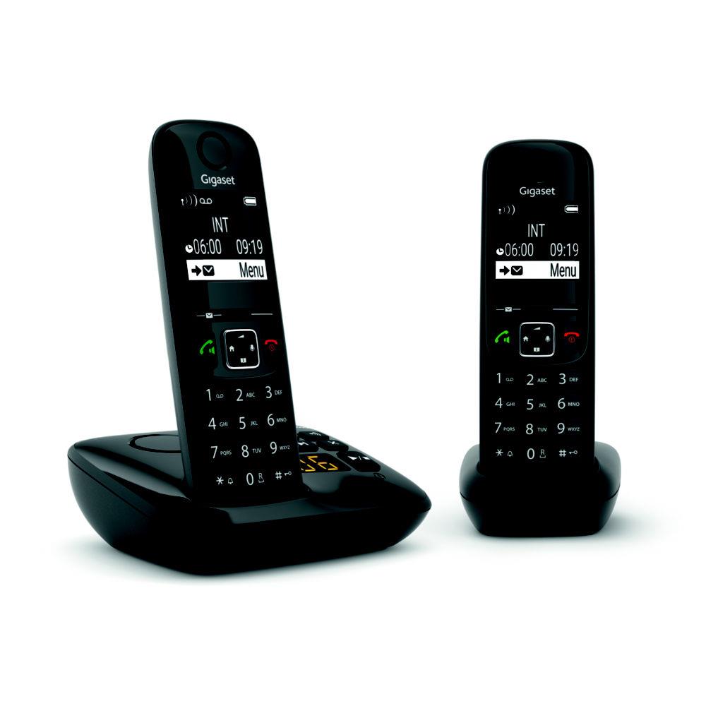 Tlphone sans fil AS690A Duo avec rpondeur Gigaset - noir