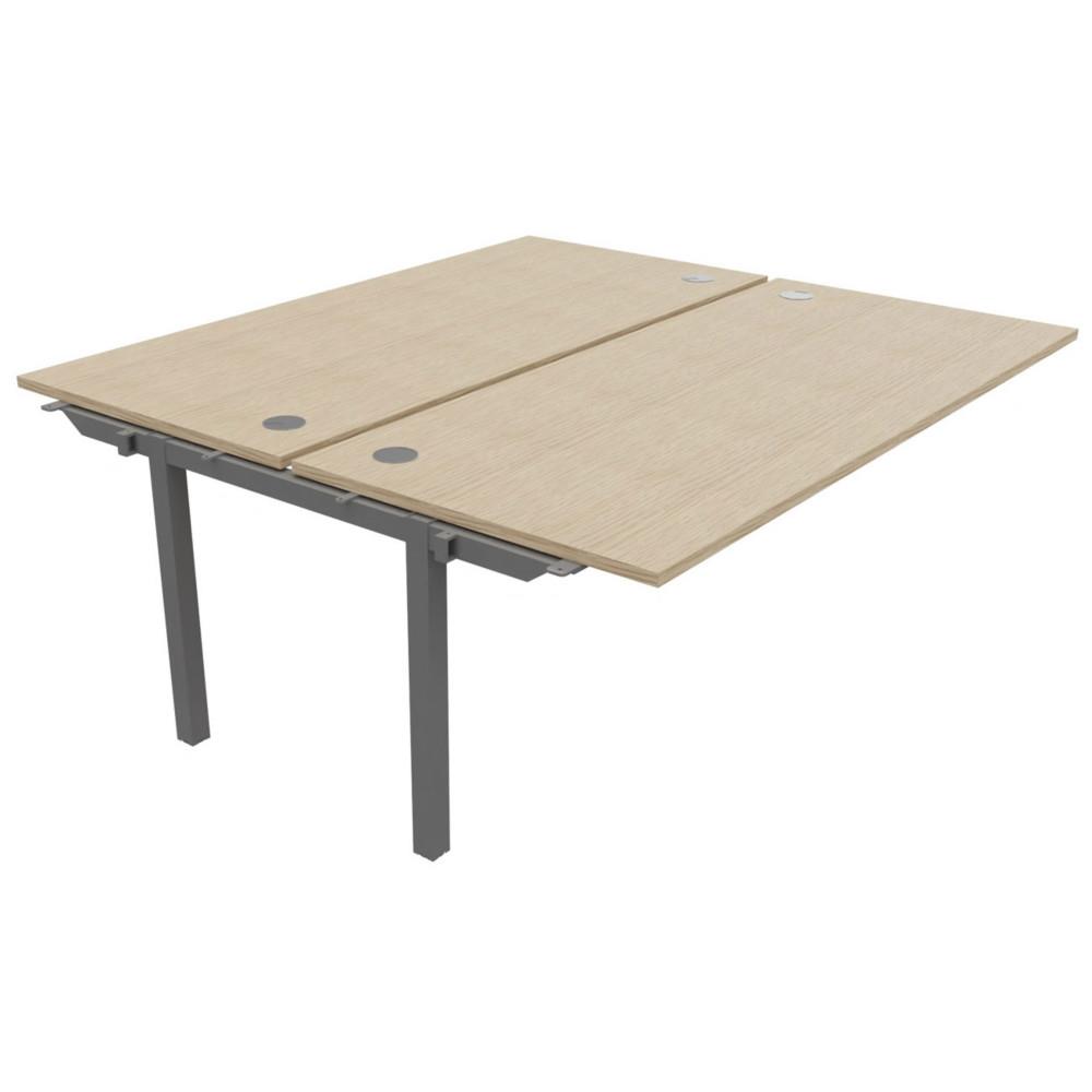 Bureau bench 2 postes Osmose suivant L180 x P163 cm Plateaux Chne Pieds mtal Aluminium