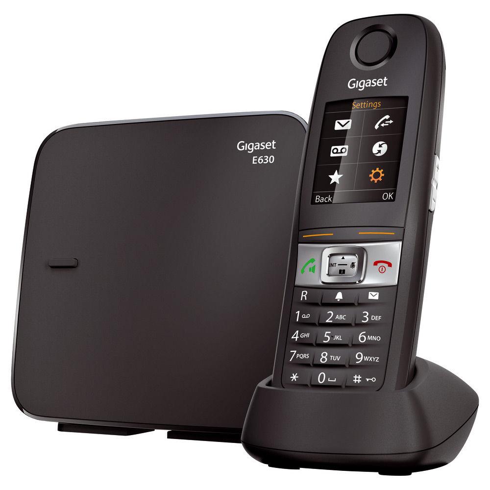 Gigaset e630 dect etanche et antichoc base+combin tlphone analog/dect noir