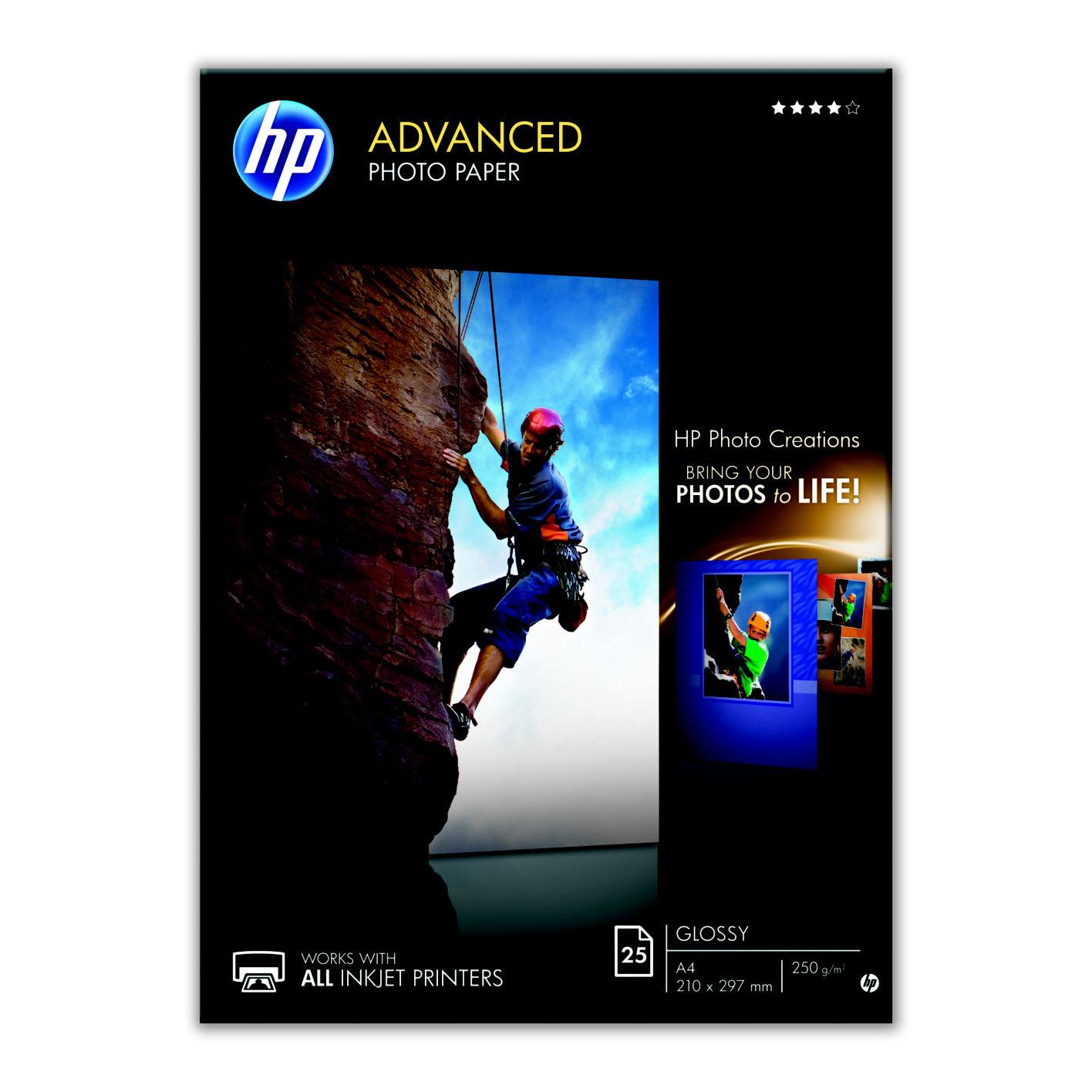 Hp papier photo advanced brillant (25 feuilles/a4/210 x 297 mm)