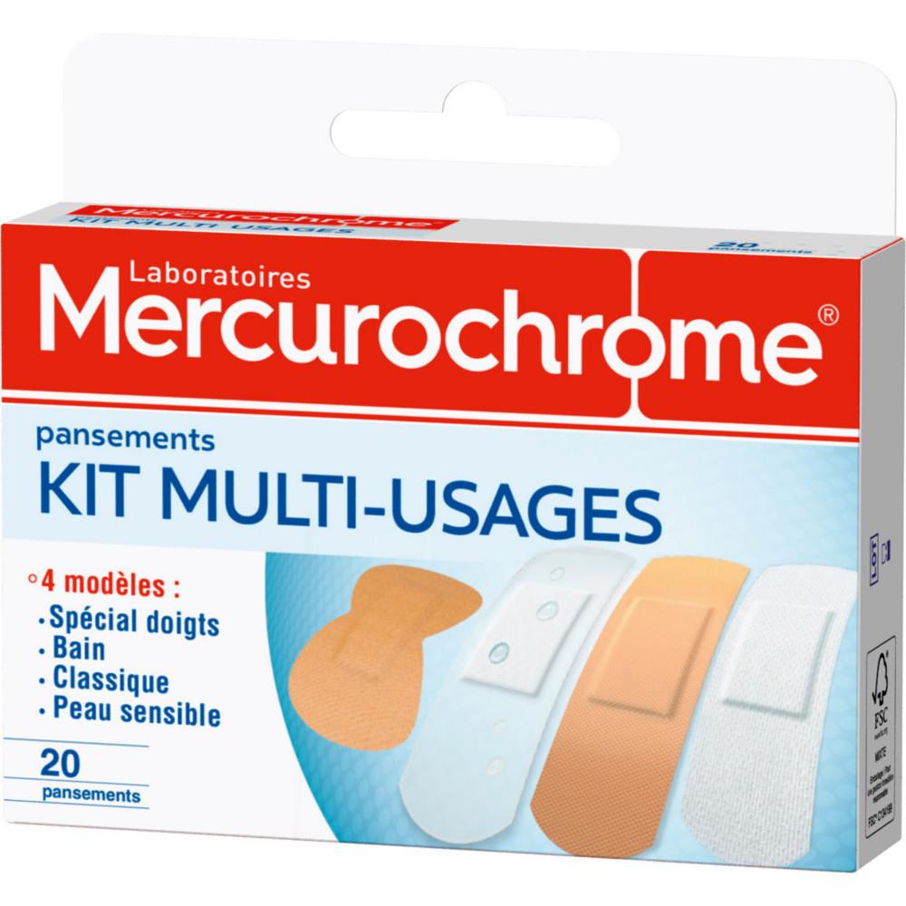 Pansements classiques Mecurochrome - R�sistant � l'eau - 4 mod�les et 2 couleurs - Coffret multi-usages - Bo�te de 20