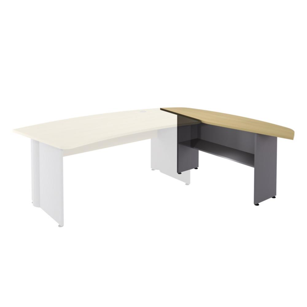 Retour de bureau direction Impact 2 - L 184 x P 50 cm - plateau htre - pieds pleins aluminium