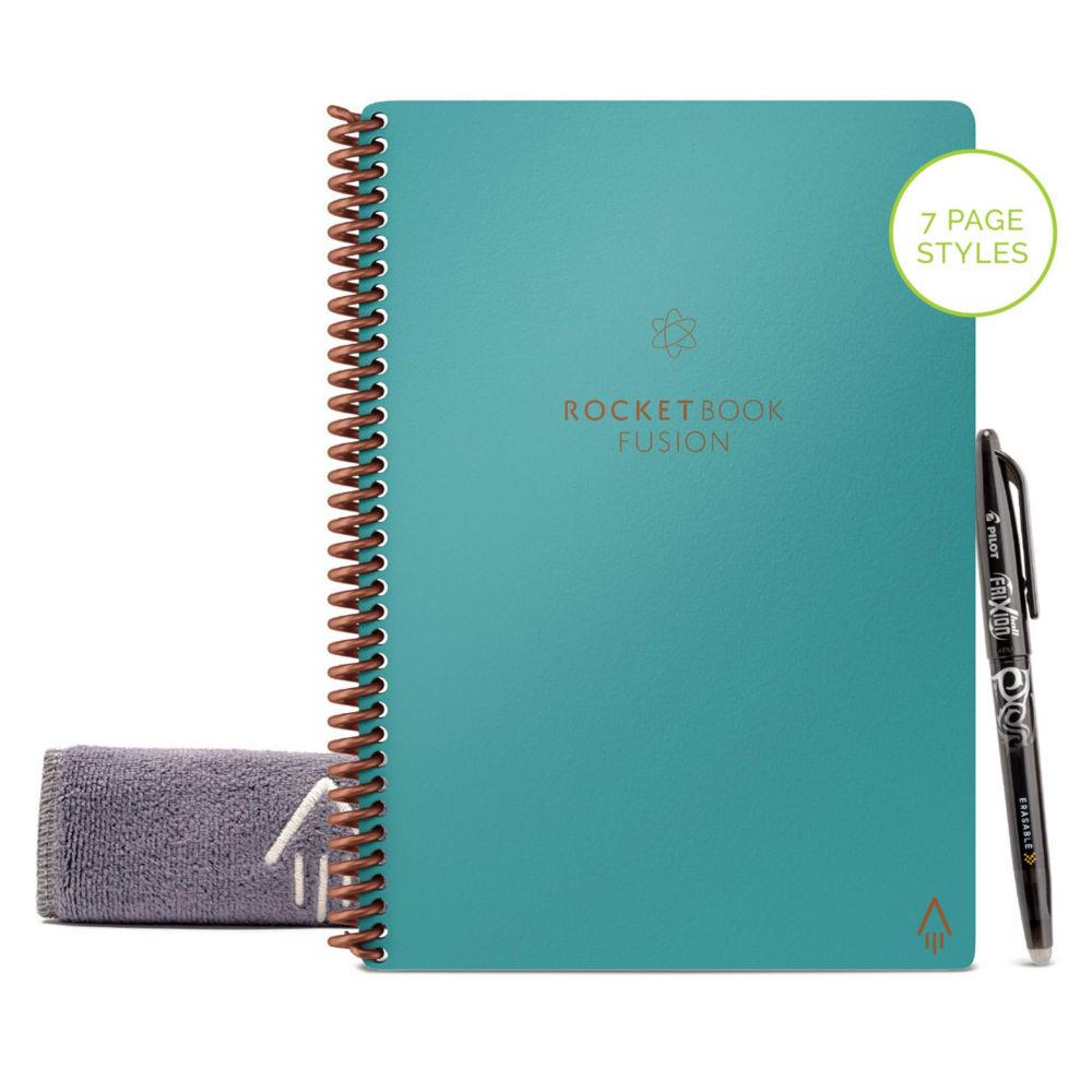 Cahier connect Rocketbook Fusion Executive - A5 - rutilisable 42 pages - Bleu