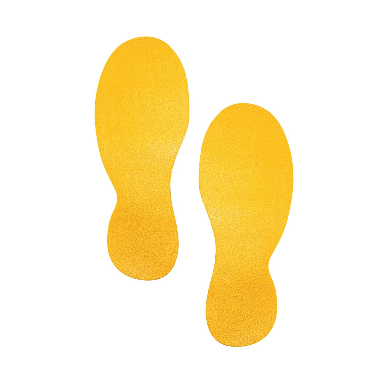Symbole de marquage au sol permanent Durable - Adhsif antidrapant - 5 paires de pieds - 24 x 9 cm - Jaune