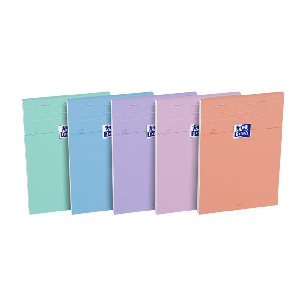 Bloc notes Oxford Smart A5 14,8 x 21 cm - 80/90g - Petits carreaux 5x5 - 160 pages - Assortis pastel