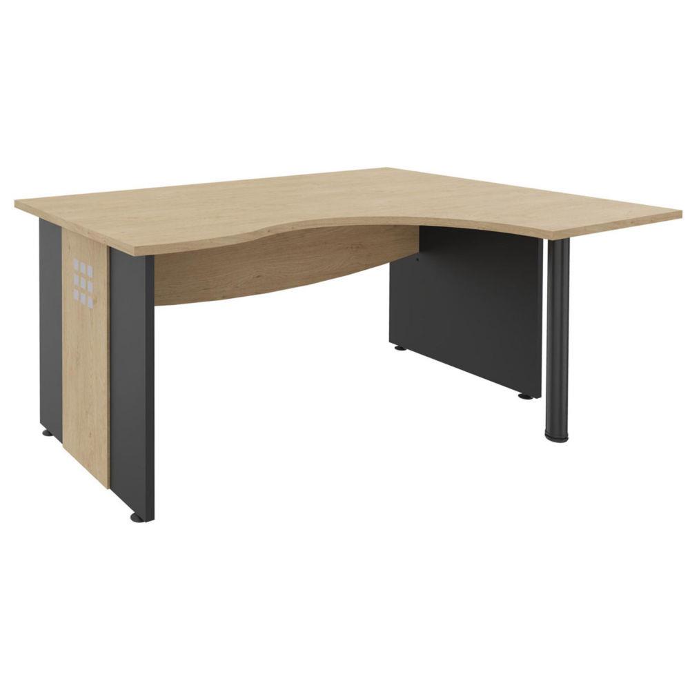 Bureau d'angle compact retour  droite Boreal - L160 x P120 cm - Plateau Chne - Pieds panneaux Anthracite