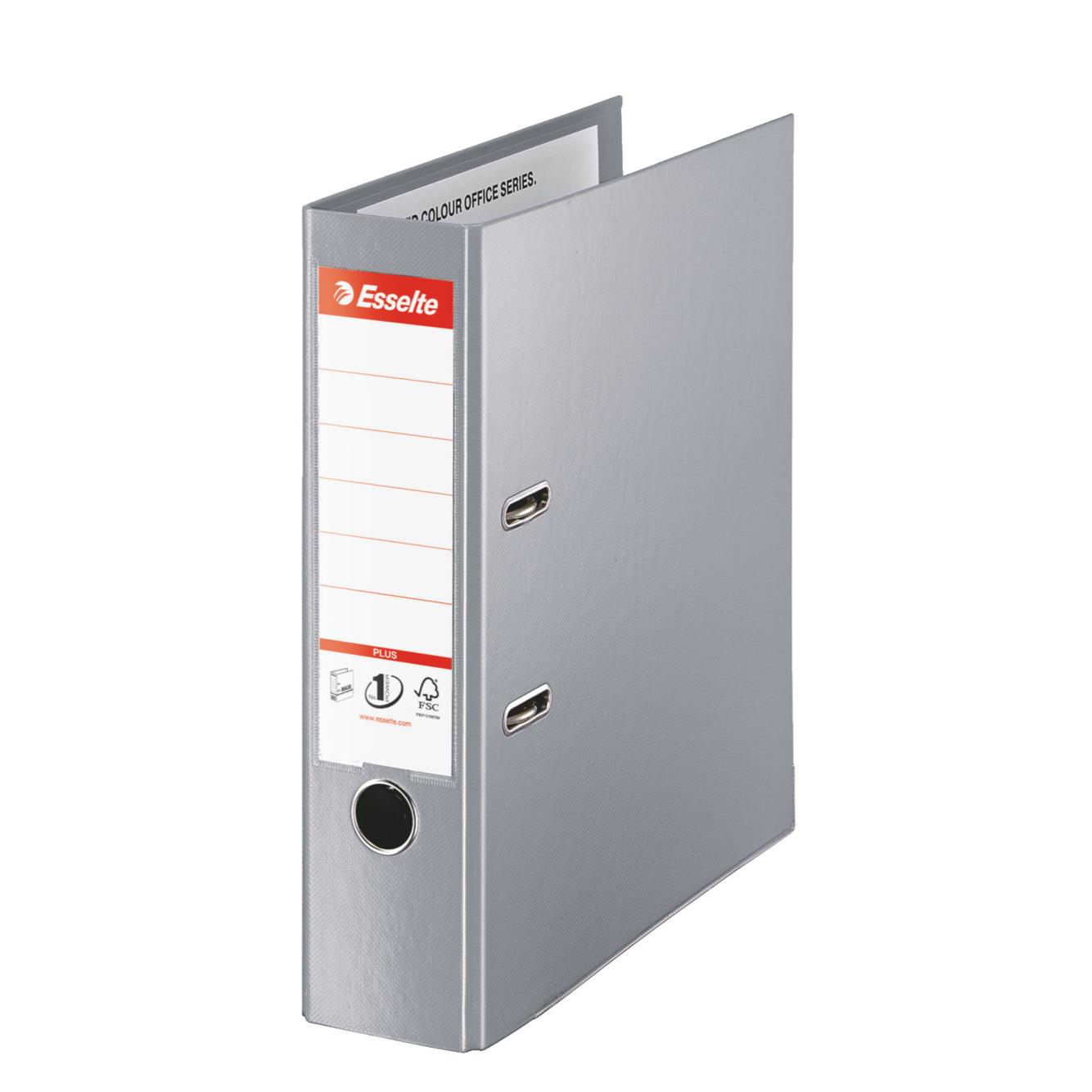 Classeur  levier Esselte Plus - polypropylne - format maxi A4+ - dos 8 cm - gris