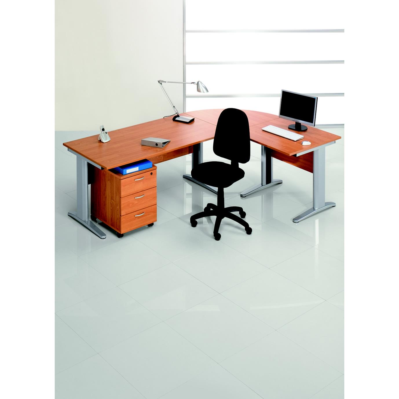 Poste complet Pulse - mtal - aulne -  pieds aluminium -  caisson 3 tiroirs