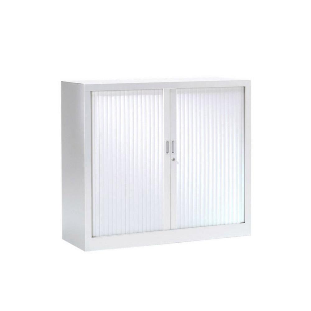 Armoire mtal monobloc Gnric - A rideaux - H. 100 x L. 100 cm - Corps Blanc - Rideaux Blancs