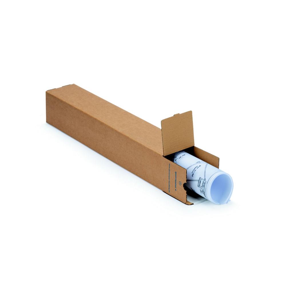 Tube d'expdition carr avec fermeture adhsive en carton simple cannelure brun - Diam.int.105 x L.700 mm - Lot de 10