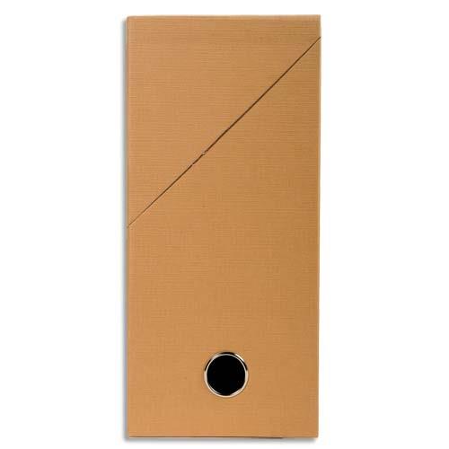 Bote de transfert Exacompta - en carton rigide recouvert de papier toil - dos 12 cm - havane