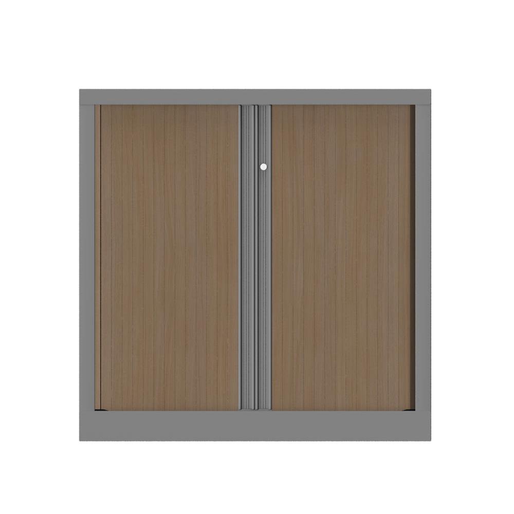 Armoire � rideaux m�tallique Confort+ Ht 100 x L.100 cm - corps Aluminium rideaux Ch�ne