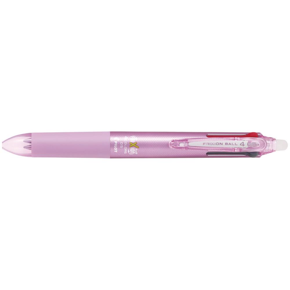 Stylo FriXion Ball Pilot 4 couleurs Pilot roller encre gel effa�able et rechargeable - Pointe fine - Corps rose