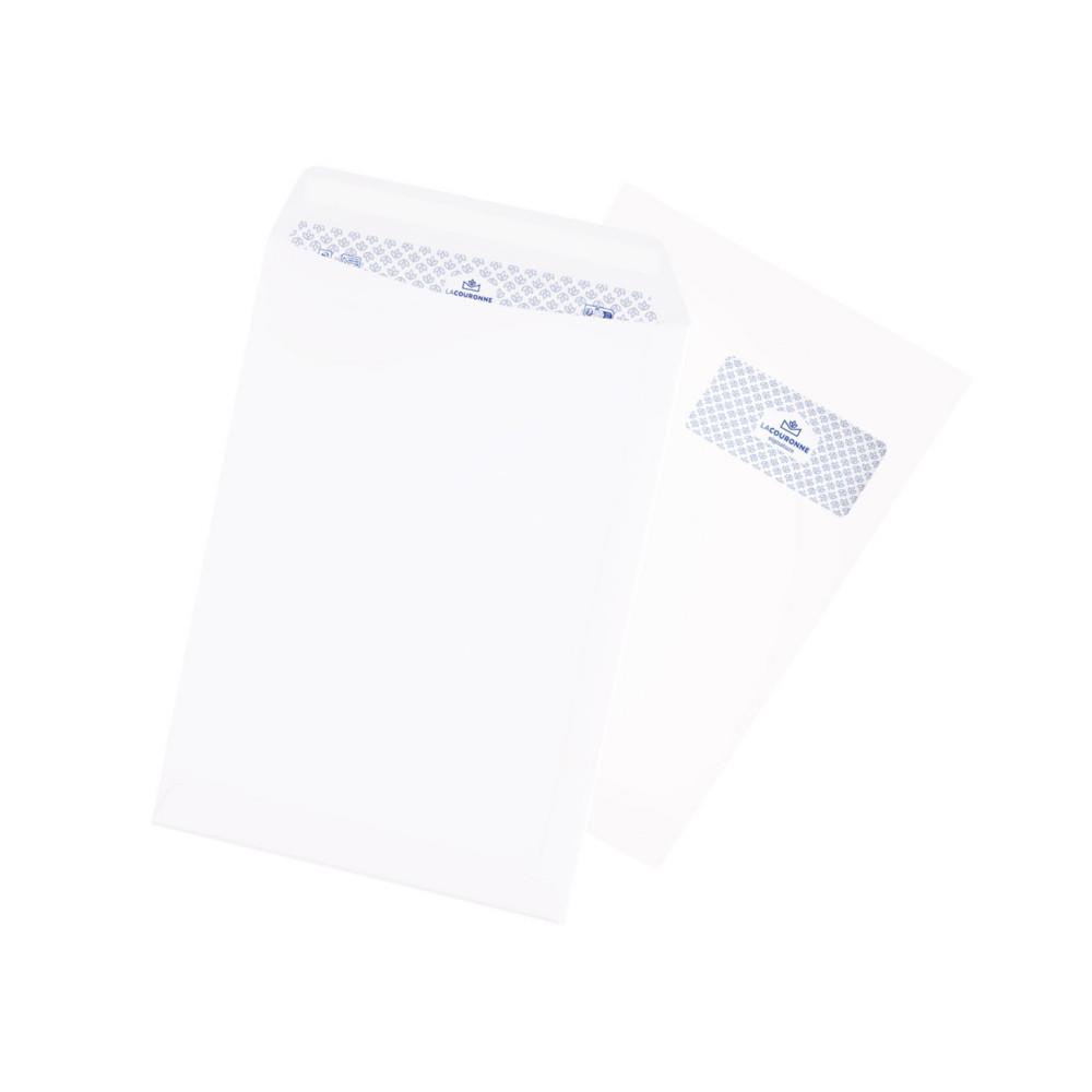 Enveloppe blanche La Couronne C4 229 x 324 mm 90g - Fen�tre 110 x 50 - autocollante avec bande protectrice - Lot de 250