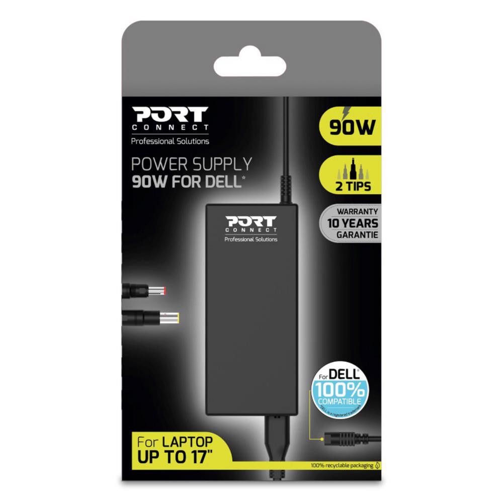 Chargeur secteur 90W Port Connect compatible ordinateur portable DELL + 2 embouts