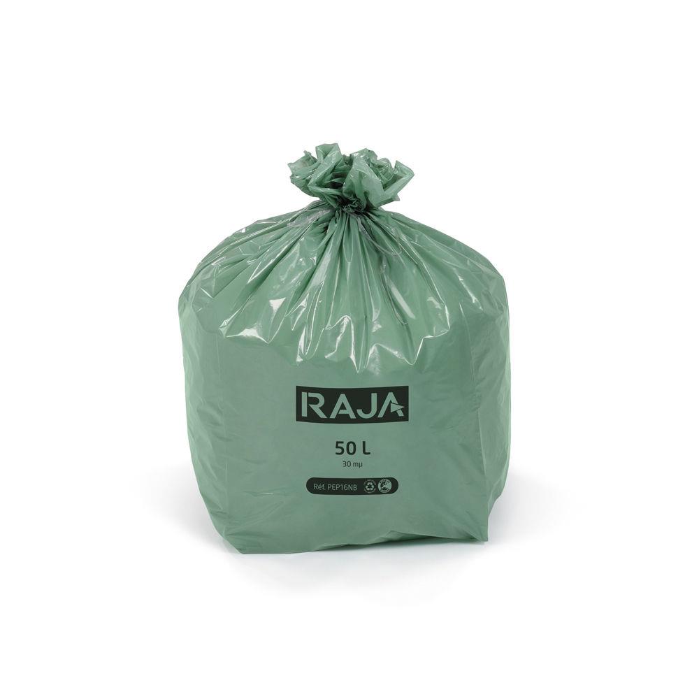 Sacs poubelle RAJA cologique 100% recycl 50L Vert -  Lot de 250 sacs
