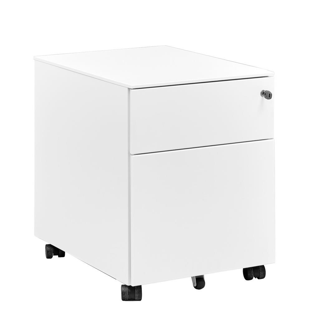 Caisson mobile mtal Nexus 2 tiroirs - blanc prof. 54 cm