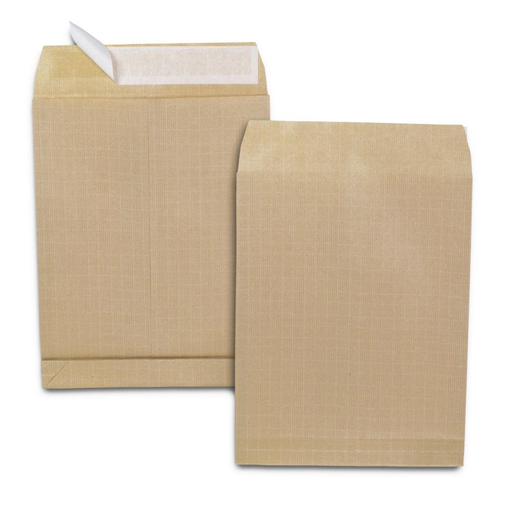 Pochette  soufflet 3 cm Kraft blond arm 120 g/m 260 x 330 mm sans fentre - Bande auto-adhsive