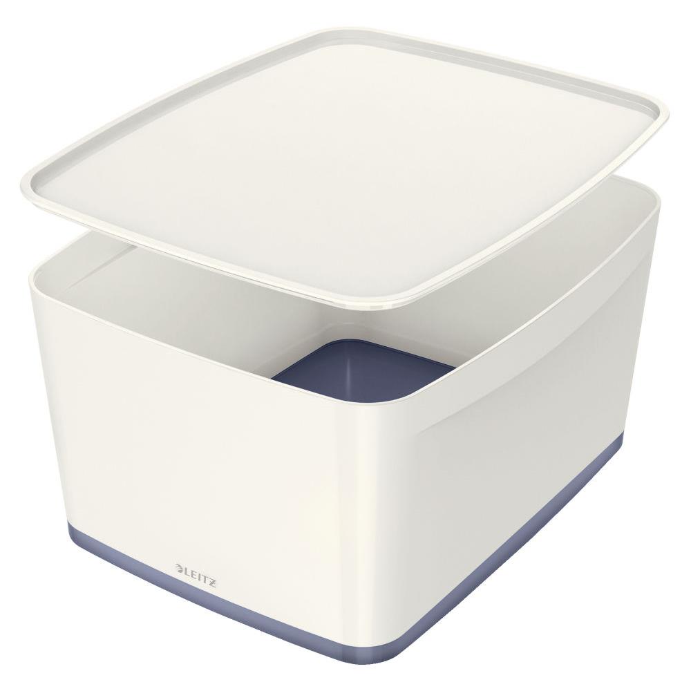 Bote de rangement avec couvercle en ABS Leitz MyBox Wow - 18L - blanc /gris