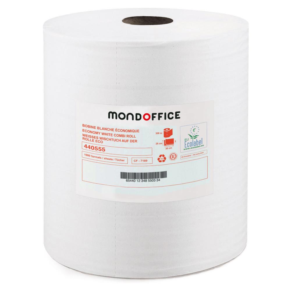 Bobine d'essuyage Mondoffice - Coloris Blanc - 1500 feuilles