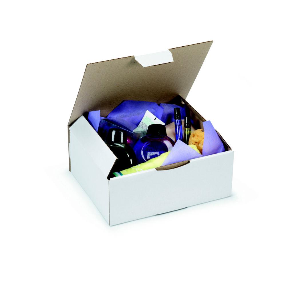 Bote d'expdition blanche RAJA en carton simple cannelure - L.int. 25 x l.20 x H.10 cm - Lot de 50