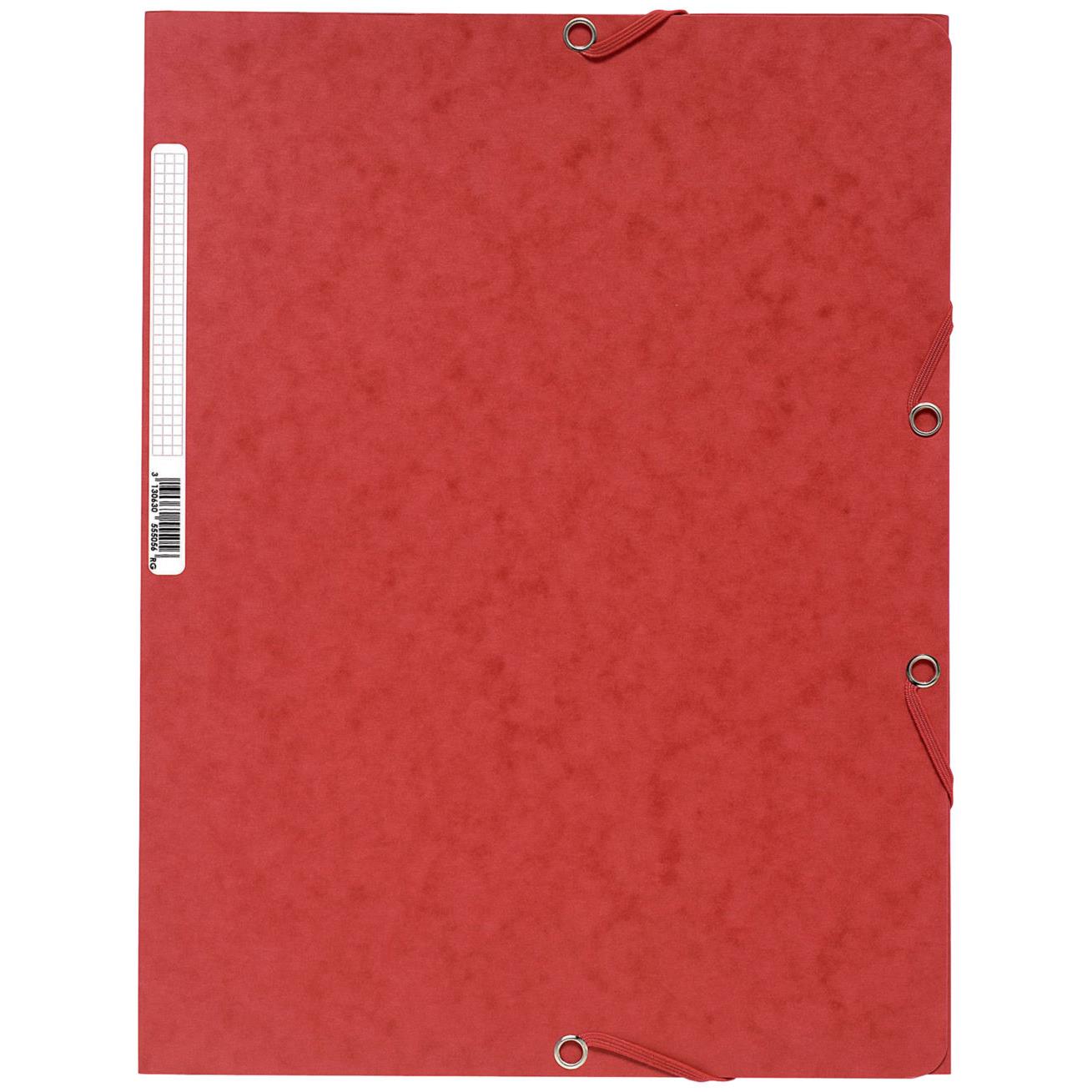 Chemise Exacompta 3 rabats et lastique - carte lustre 5/10e - 400gr - Format 24x32cm - Coloris rouge.