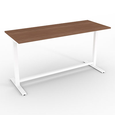 Table de runion F56:F87Easy up fixe plateau mlamin noyer ambr H. 105 x L. 200 cm pitement blanc