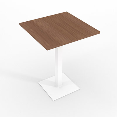 Table de runion Easy up plateau mlamin noyer ambr D.100 cm pitement blanc