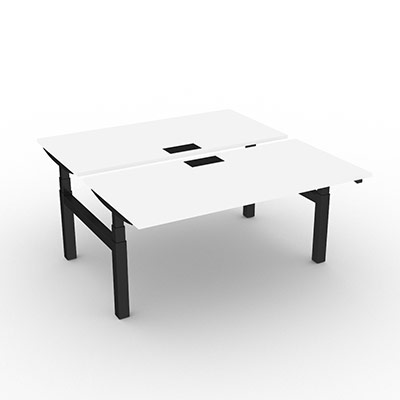 Bench EASY'UP avec trappe - plateau 160 x 80 cm dcor blanc neige - hauteur rglable par moteur individuel - pitement noir