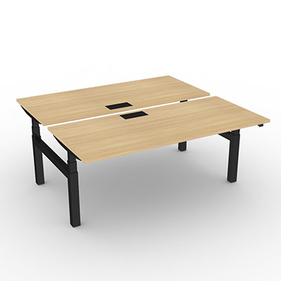 Bench EASY'UP avec trappe - plateau 180 x 80 cm dcor chne clair - hauteur rglable par moteur individuel avec mmoire de position - pitement noir