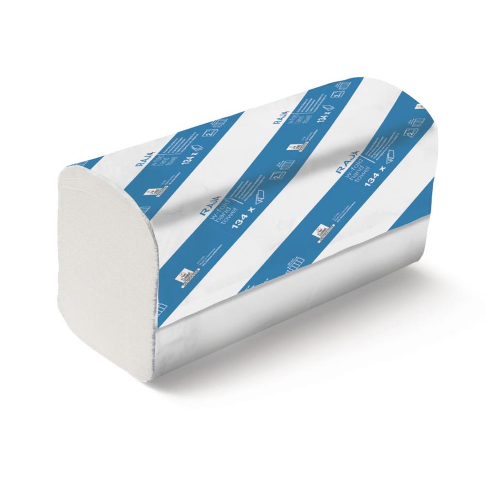 Serviettes en papier plies - pliage en W - double paisseur - 134 feuilles - gaufres - 220 mm - blanc - carton 20 x 134 units