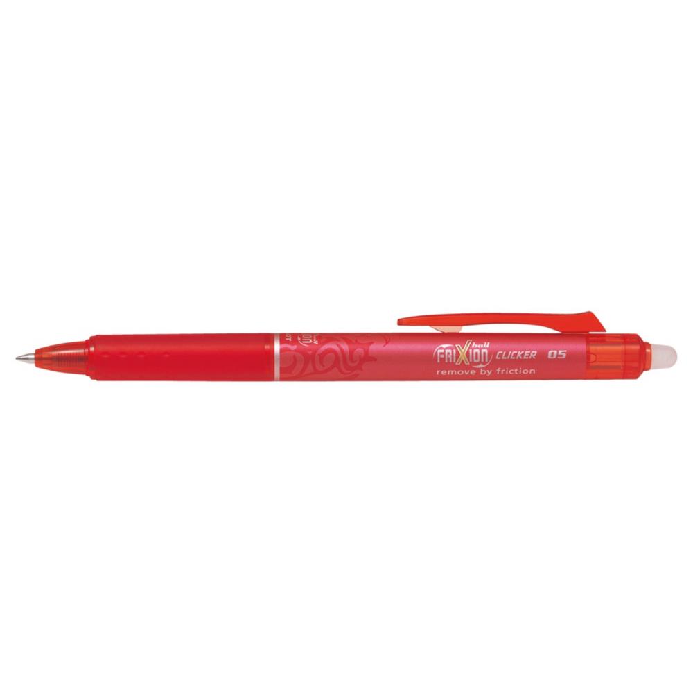 Stylo  encre gel rtractable Pilot FriXion Ball Clicker - pointe extra fine - avec zone de prhension - corps rouge - encre rouge