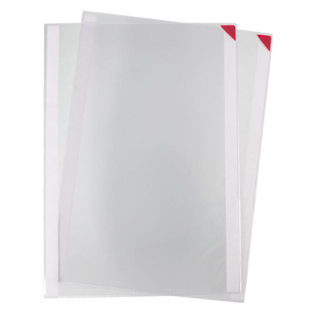 Pochettes d'affichage adhsives DJOIS by Tarifold Kang Easyclic PVC repositionnables A3 - Fermeture coin magntique Rouge - Lot de 2