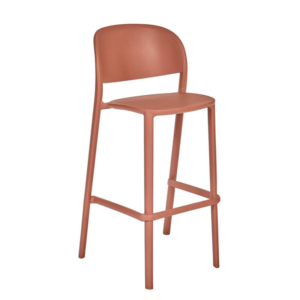 Tabouret haut d'ext�rieur Lucia en polypropyl�ne recyclable - Terracotta
