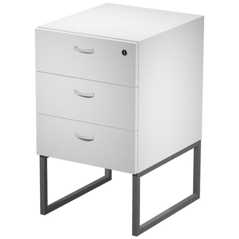 Caisson fixe 3 tiroirs Presto Blanc sur pieds cadre mtal Anthracite