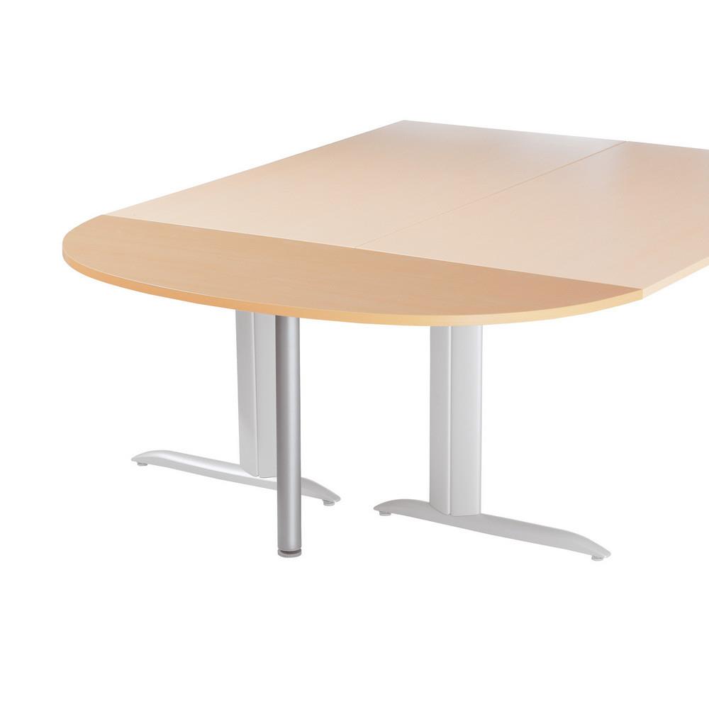Extension Demi-lune Tempo L 160 x 60 cm - plateau htre - pied tube rond aluminium