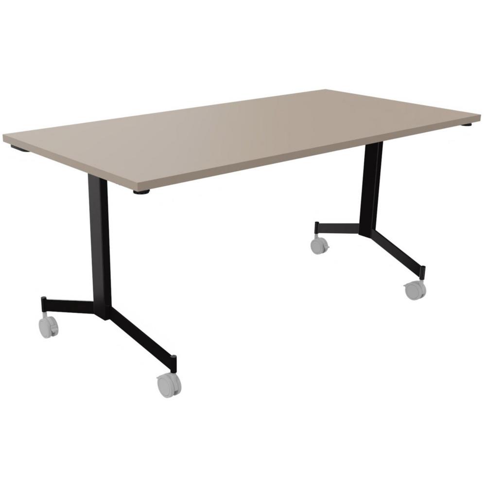 Table basculante  roulettes Jade 160x80 cm Argile - pieds mtal Noir