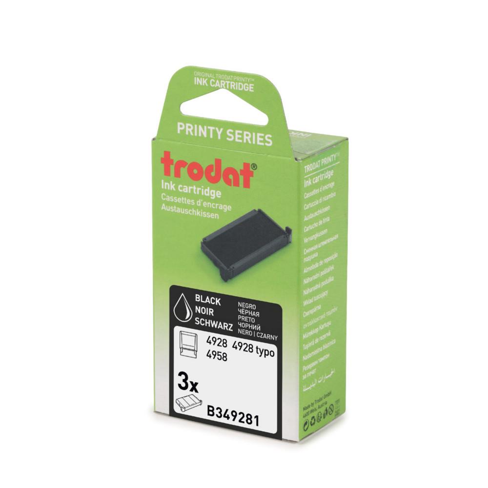 Cassettes d'encre de rechange pour Tampons Trodat Printy 4928 - Pack de 3 cassettes noires