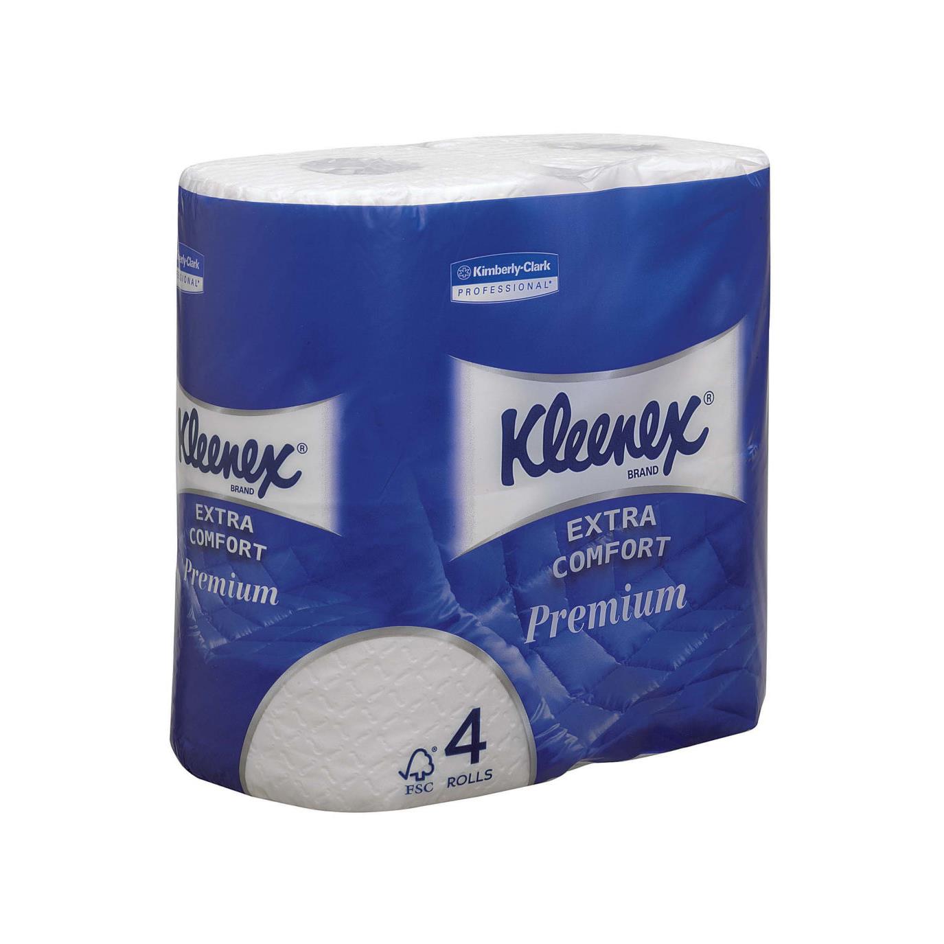 Rouleau de papier toilette Kleenex Premium Standard - quadruple paisseur - 160 feuilles - 98 mm - blanc - carton 6 x 4 rouleaux