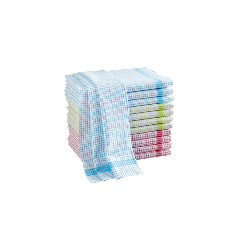 Torchon gaufr en coton - Couleurs assortis - Lot de 12