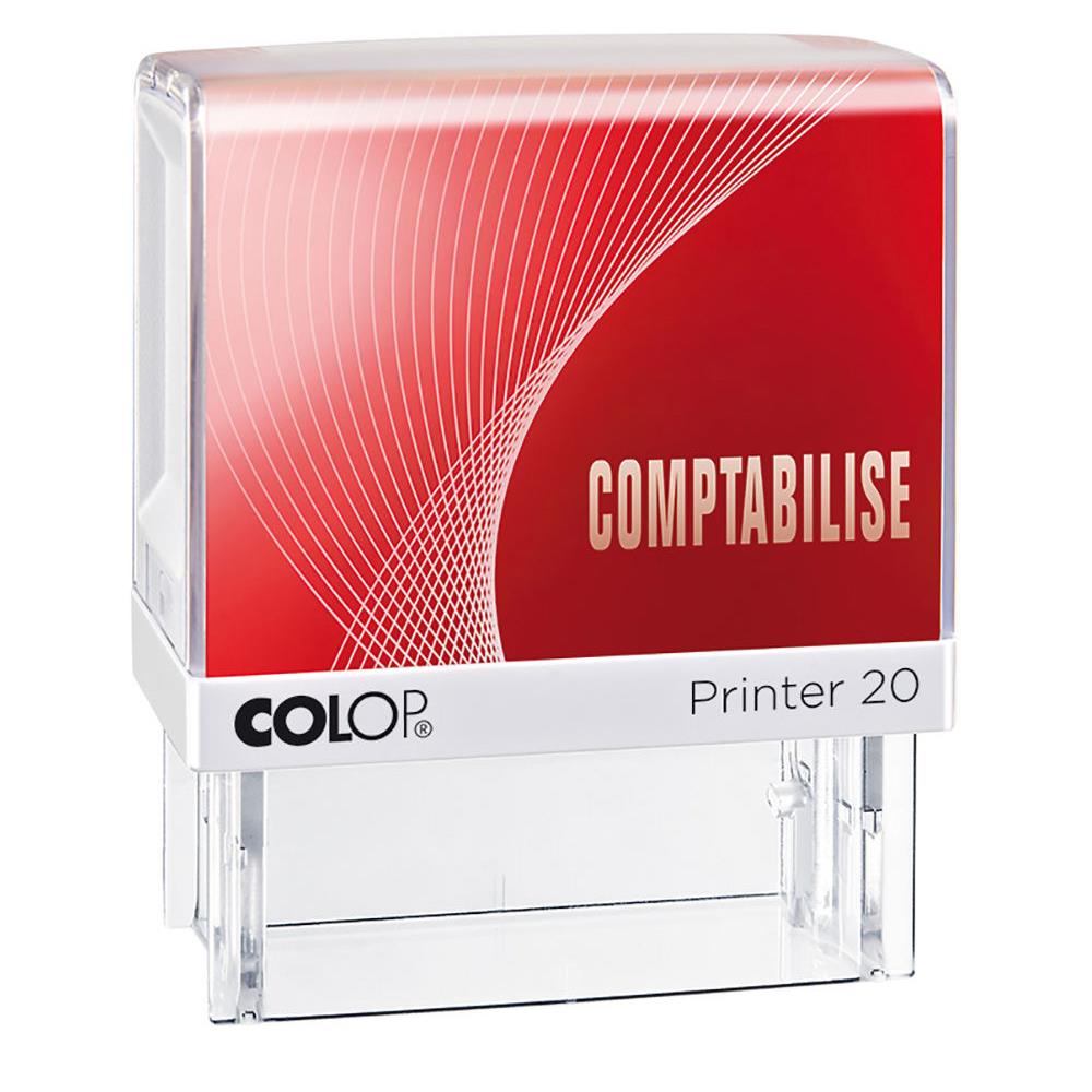Tampon  formule Colop : COMPTABILIS - encrage automatique - empreinte rouge 38 x 14 mm