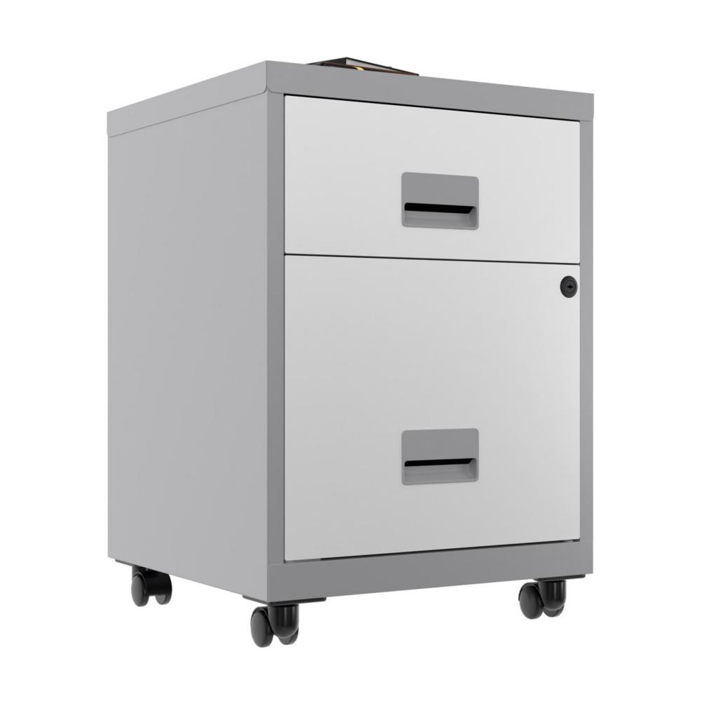Caisson mobile Horizon - 2 tiroirs - aluminium - tiroirs blanc