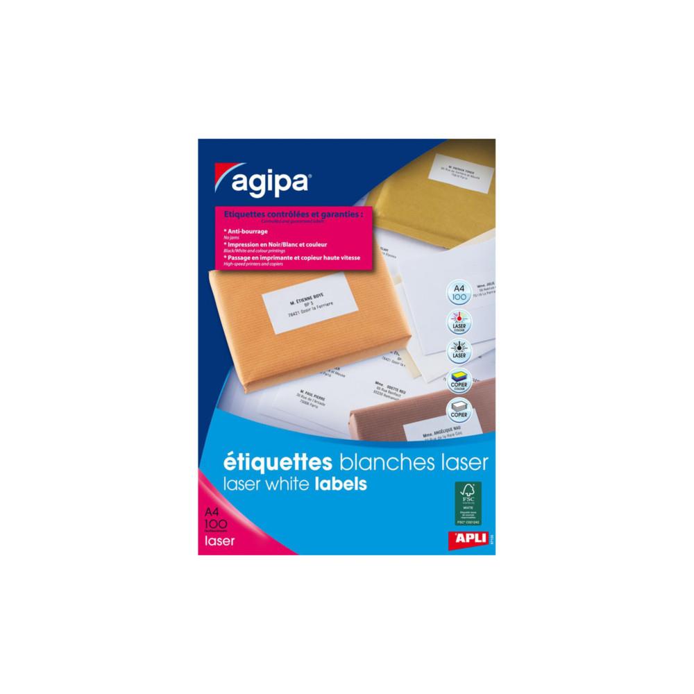 Etiquettes blanches multi-usage AGIPA 119603 50 x 25 mm - Bote de 1100