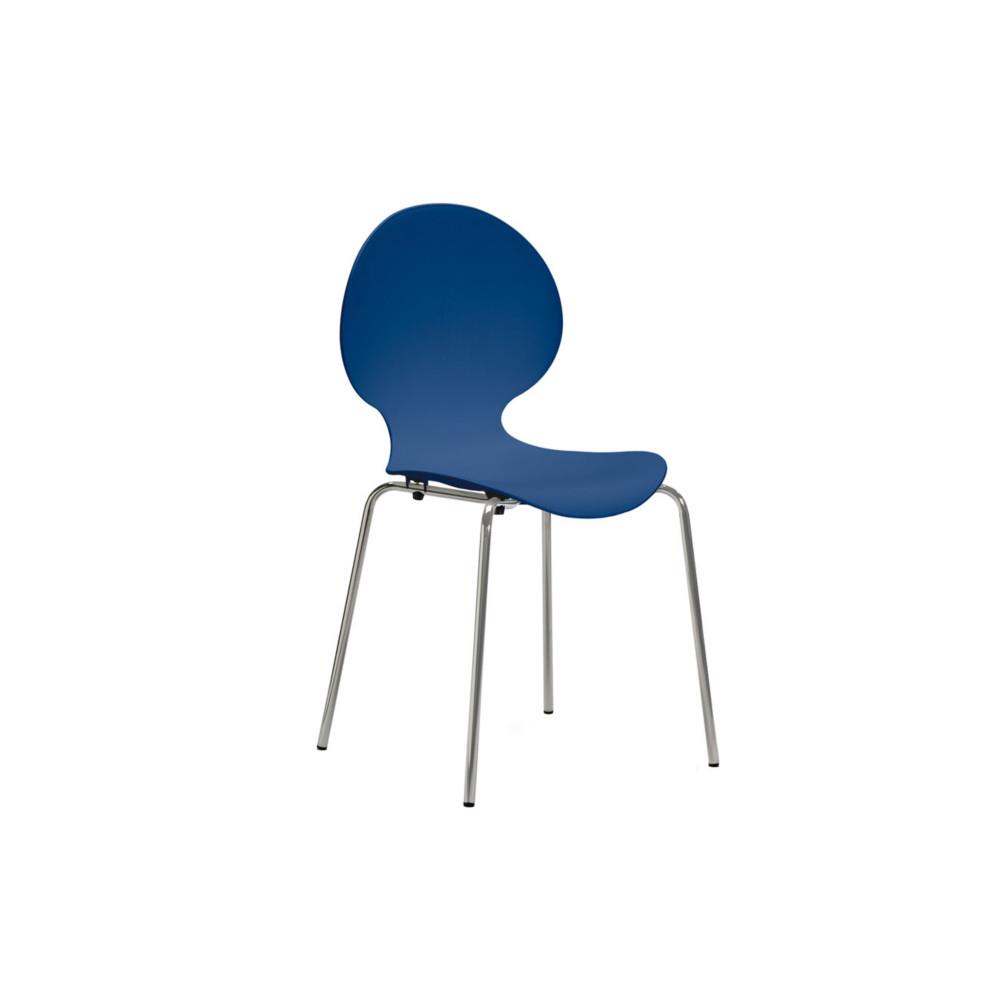 Chaise coque plastique empilable Elva en polypropylne bleu - pieds chroms